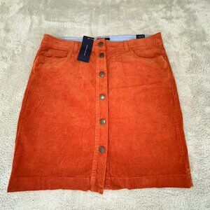 Tommy Hilfiger Orange Kite Corduroy Button Front Mini Skirt Womens Size 12